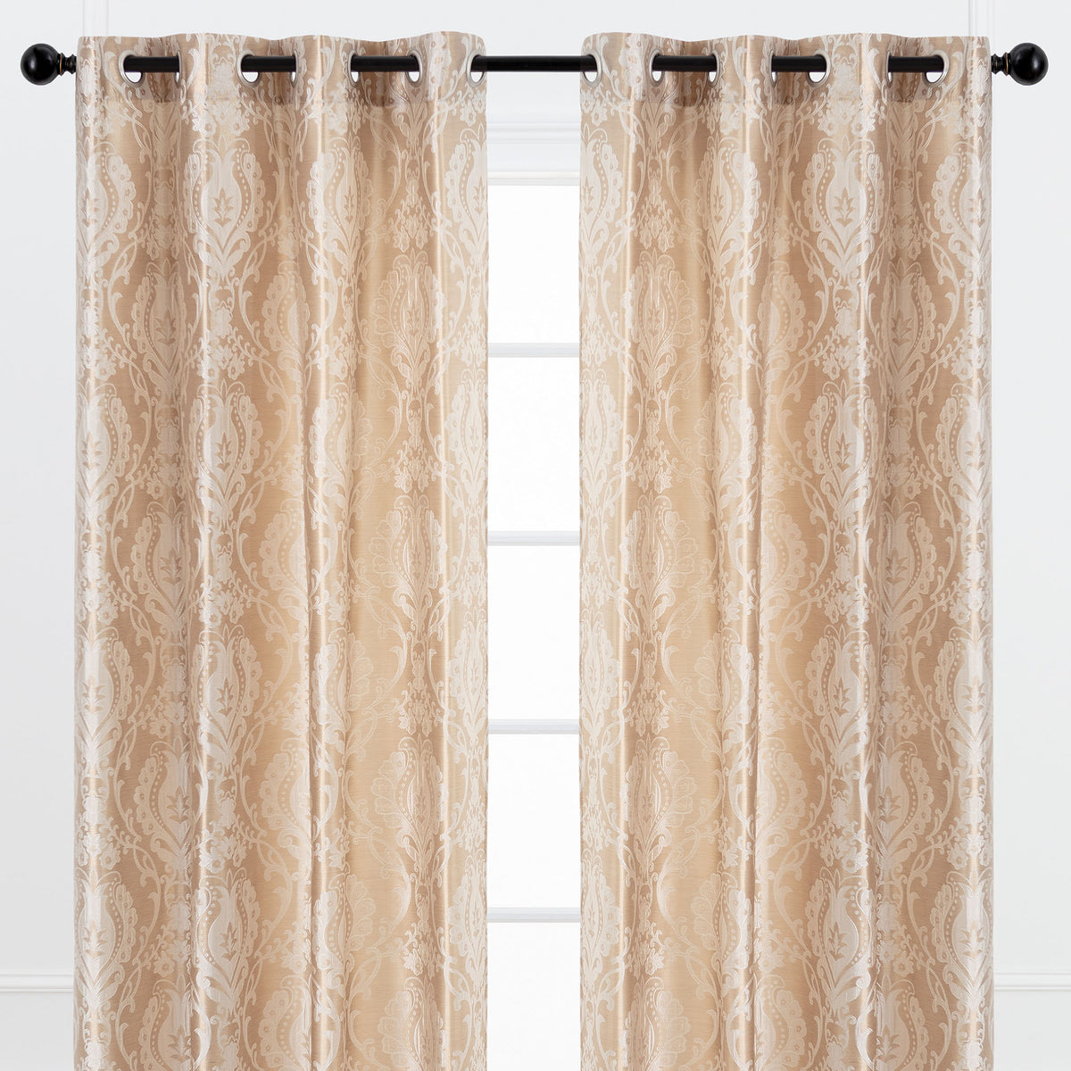 Damask Jacquard Grommet Curtains – Chanasya