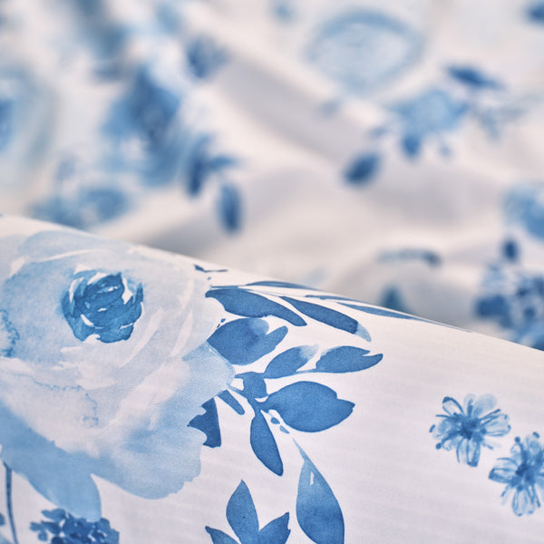 Blue Rose Reversible Stripe Duvet Cover Set