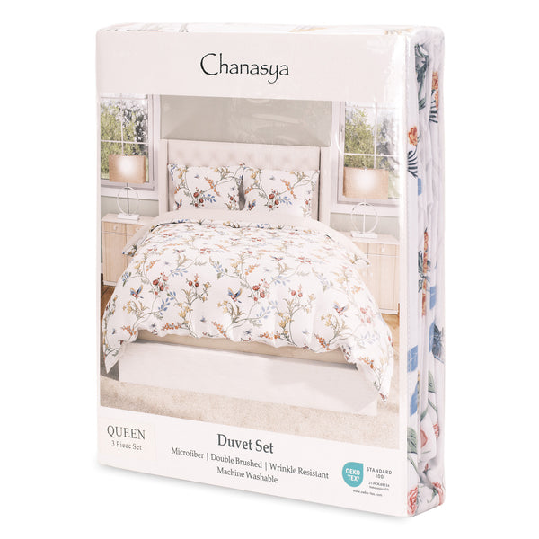 Dragonfly Floral Reversible Geometric Duvet Cover Set