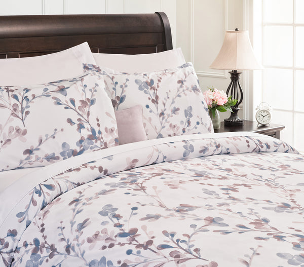 Watercolor Floral Buds Duvet Cover Set