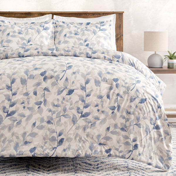 Layered Leaf Reversible Comforter Set