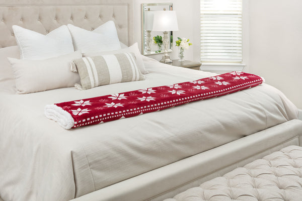 Holiday Sherpa Red Throw Blanket