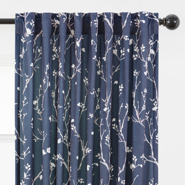 Sakura Navy Velvet Curtains