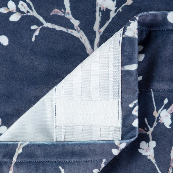 Sakura Navy Velvet Curtains