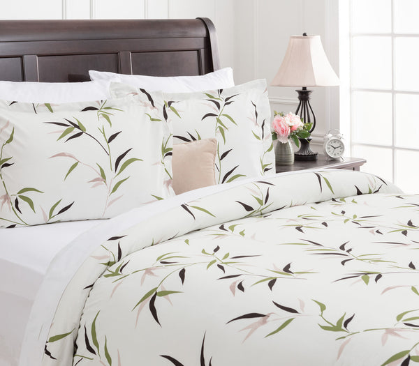 Bamboo Print Microfiber Duvet Cover Set