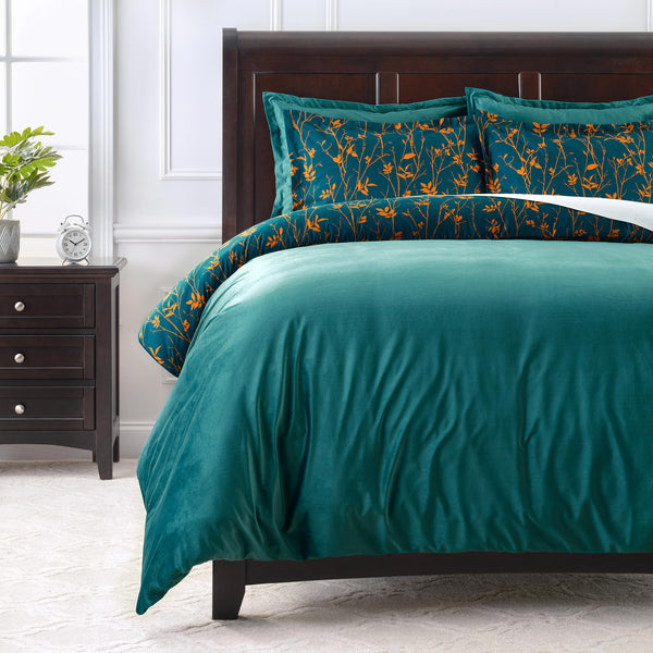 5-Piece Bramble Reversible Velvet Duvet Cover Set