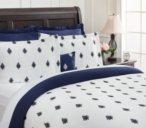 Fleur De Lis Embroidered Duvet Cover Set