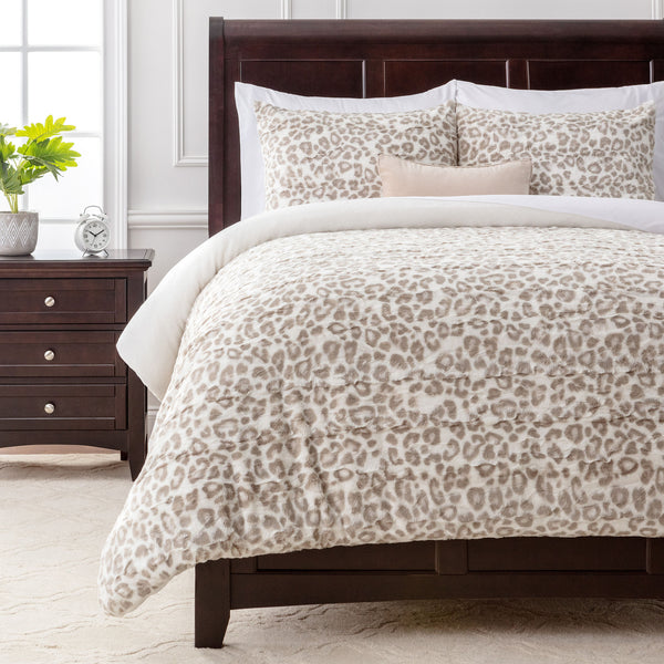 Leopard Faux Fur Duvet Cover Set