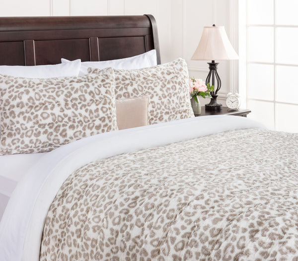 Leopard Faux Fur Duvet Cover Set