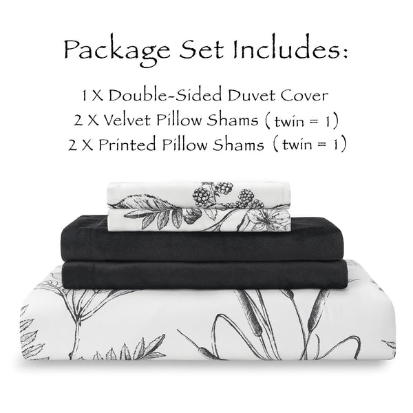 Black White Grove Print Duvet Cover Set