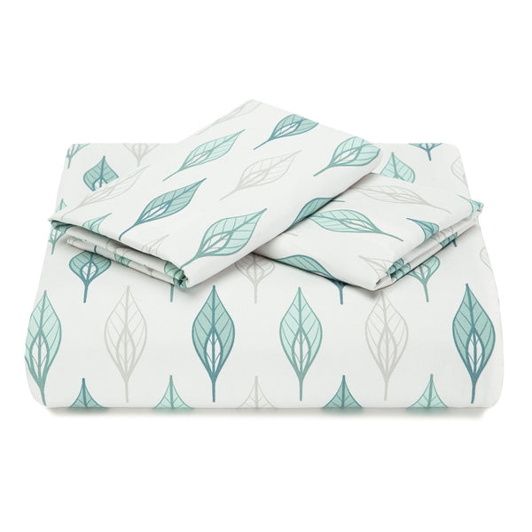 Leaves Tan Mint Duvet Cover Set