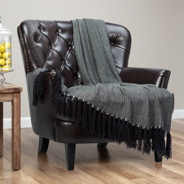 Mini Chevron Fringe Throw Blanket