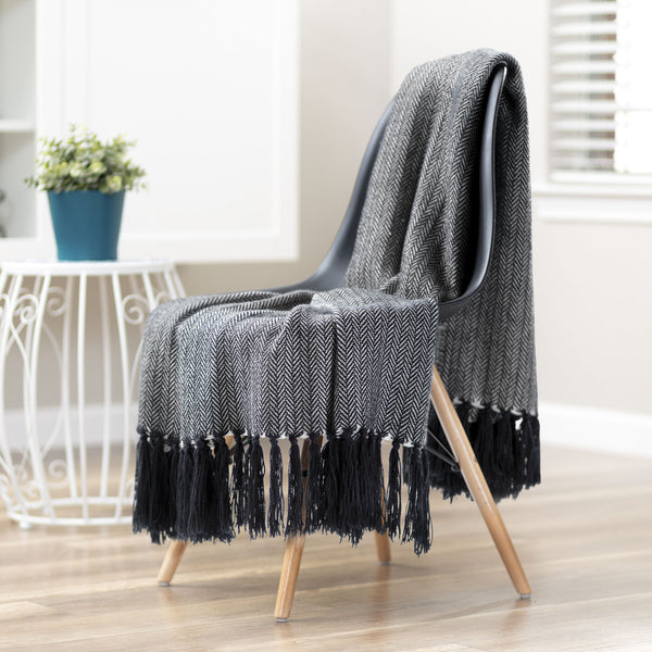 Mini Chevron Fringe Throw Blanket