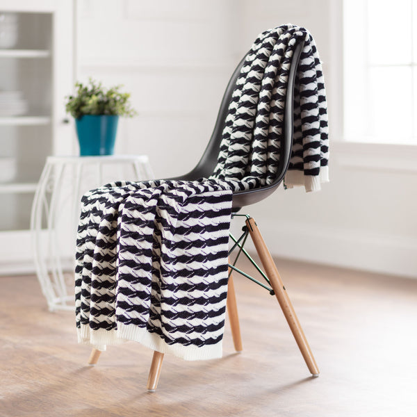 Newport Stripe Border Throw Blanket