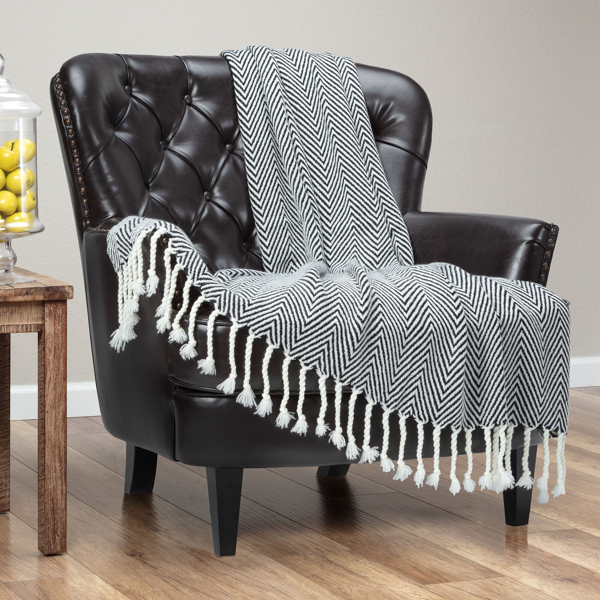 Chevron Tassel Throw Blanket Chanasya