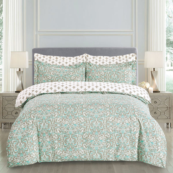 Damask Sage Duvet Cover Set