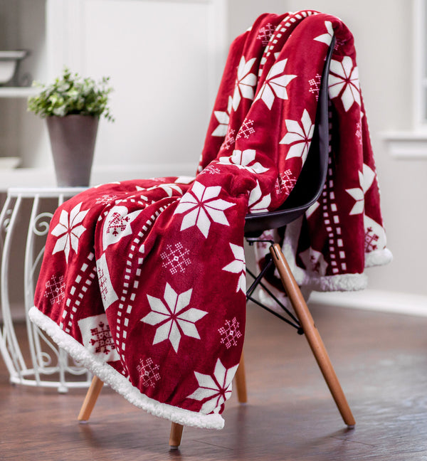 Holiday Sherpa Red Throw Blanket