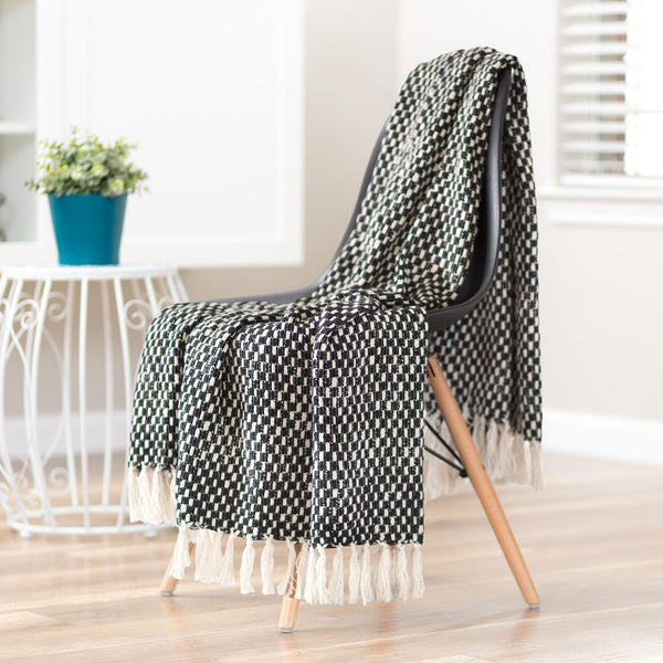 Checkered Cotton Throw Blanket