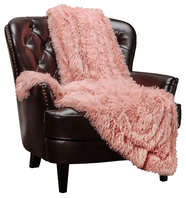 Solid Faux Long Fur Throw Blanket