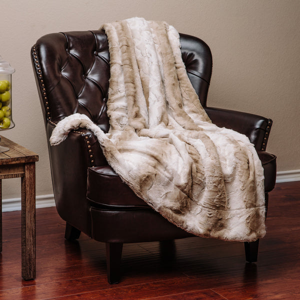 Faux Fur Brown Ombre Throw Blanket