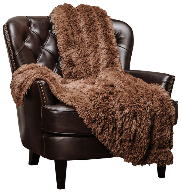 Solid Faux Long Fur Throw Blanket