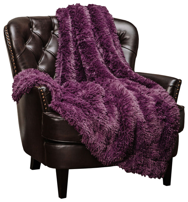 Solid Faux Long Fur Throw Blanket